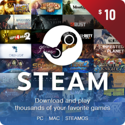 Карта пополнения кошелька Steam 10 $ (Цифровой Код) (TR/AR/USA/EU) - фото