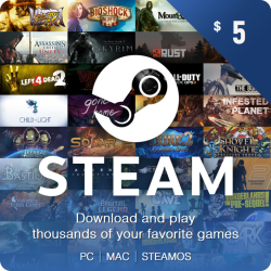 Карта пополнения кошелька Steam 5 $ (Цифровой Код) (TR/AR/USA/EU) - фото