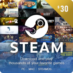 Карта пополнения кошелька Steam 30 $ (Цифровой Код) (TR/AR/USA/EU) - фото