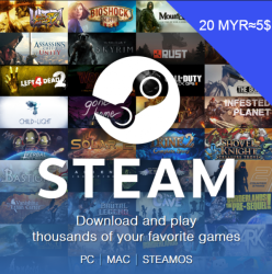 Карта пополнения кошелька Steam 20 MYR ≈ 5$ (Цифровой код) - фото